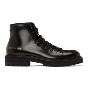 Common Projects Black Leather Hiking Boots
