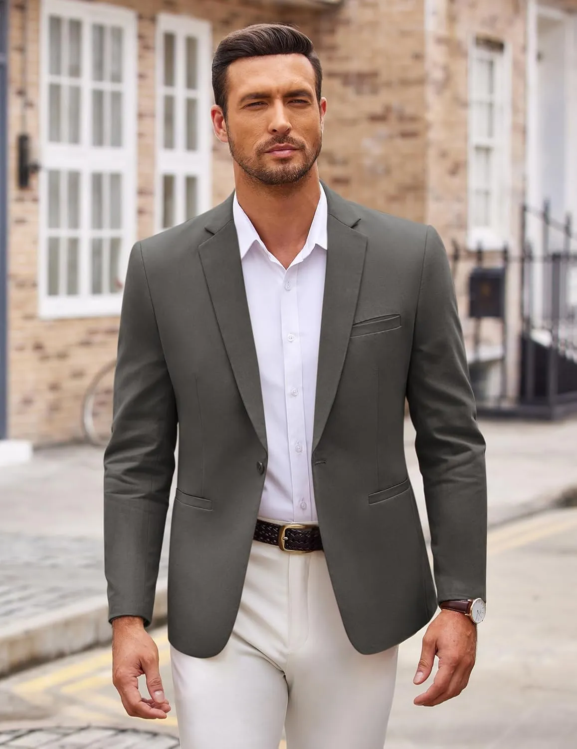 COOFANDY Men's Sports Coat Casual Blazer Slim Fit One Button Cotton Suit Jacket Formal Dress Wear