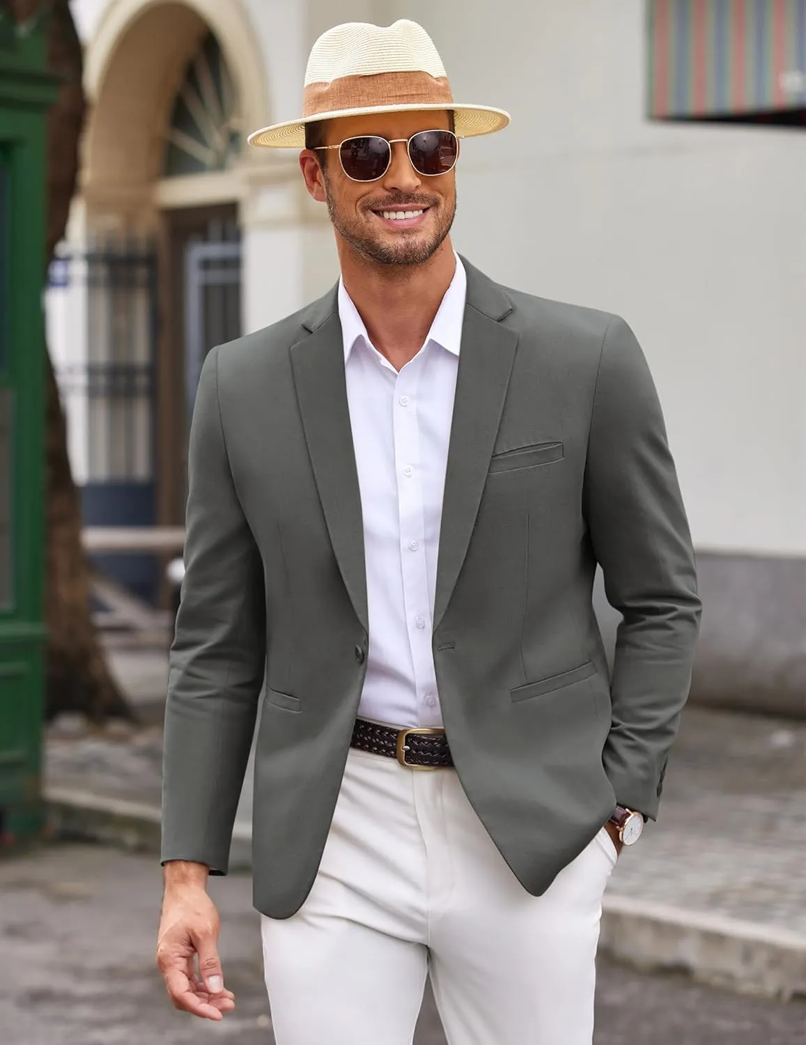 COOFANDY Men's Sports Coat Casual Blazer Slim Fit One Button Cotton Suit Jacket Formal Dress Wear