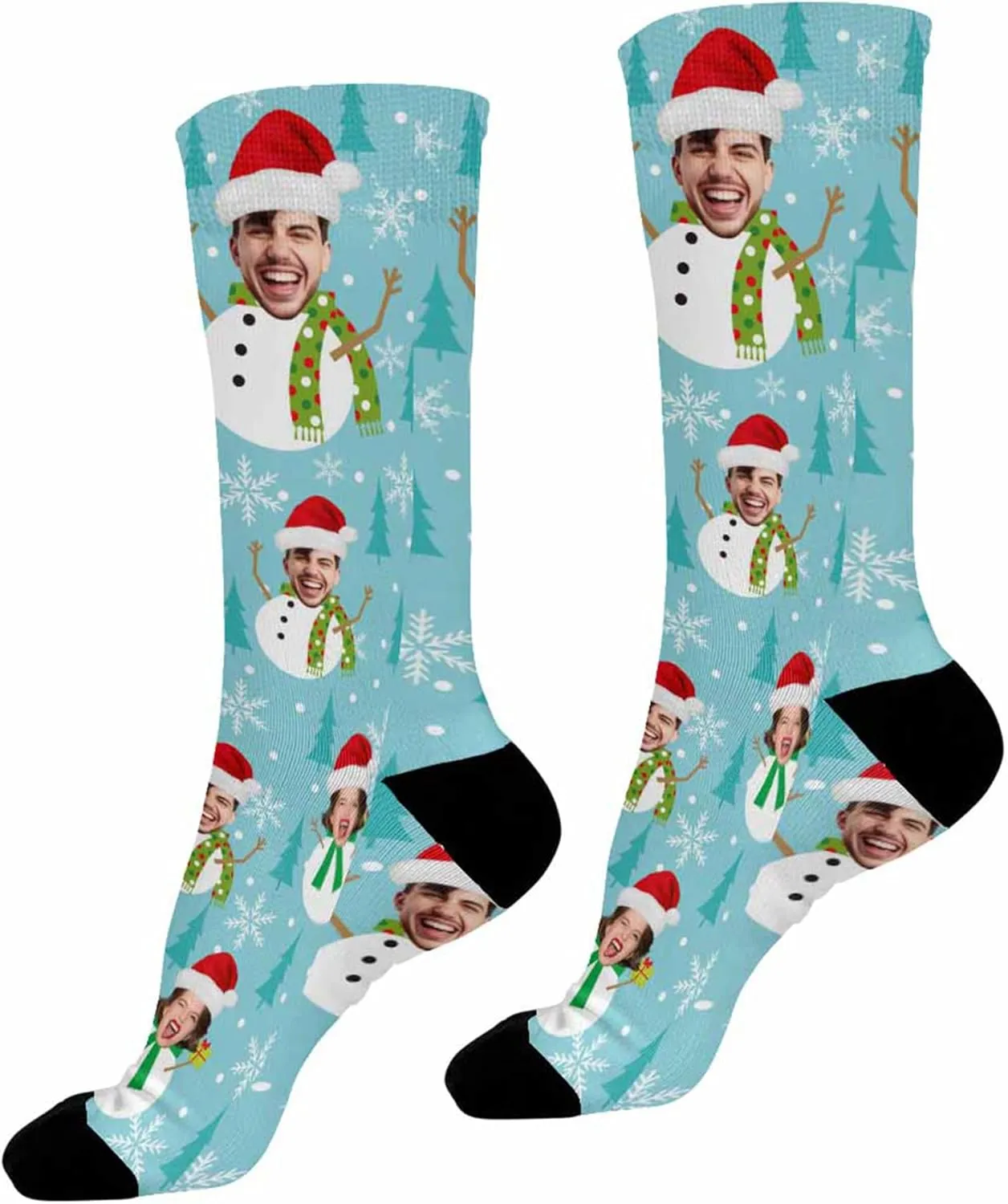 Custom Christmas Socks with Photos Text,Personalized Face Socks Fun for Men Women Kids Pets
