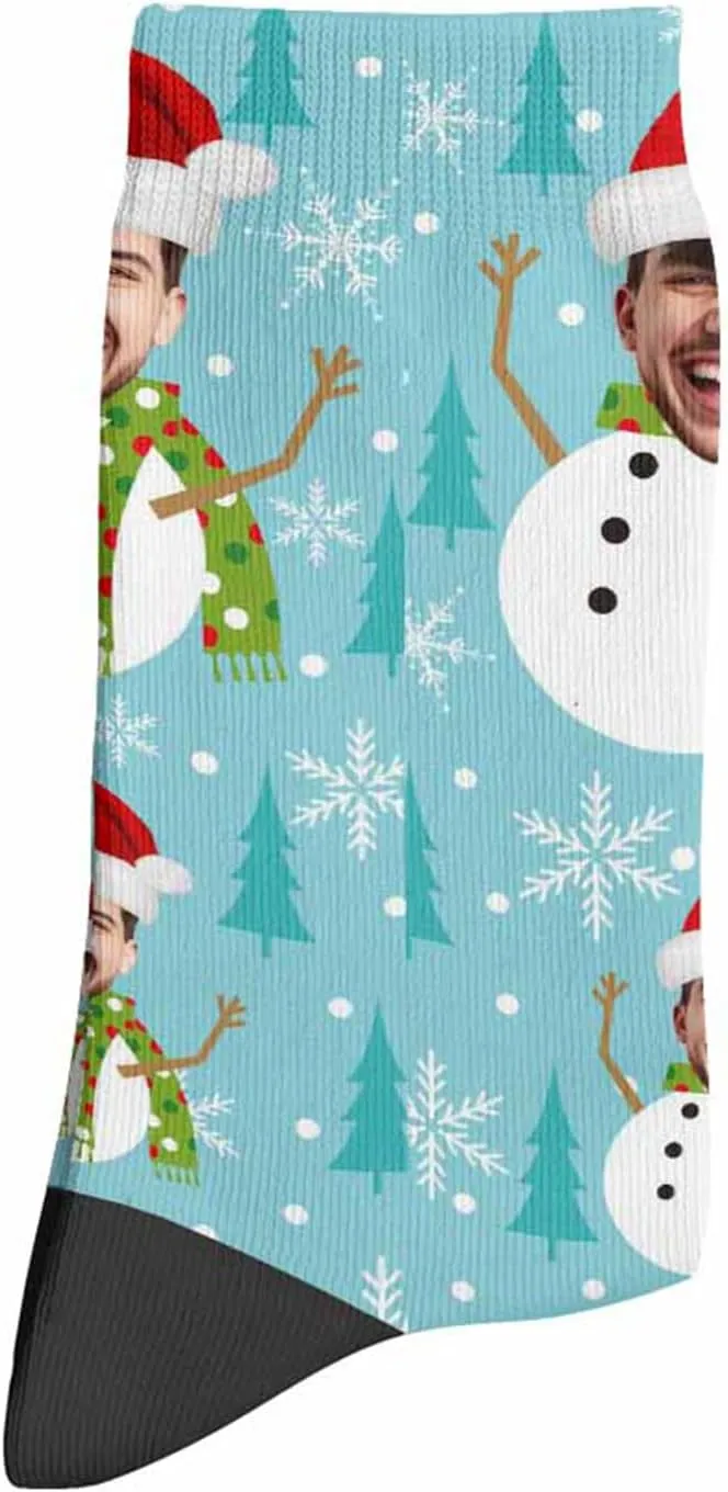 Custom Christmas Socks with Photos Text,Personalized Face Socks Fun for Men Women Kids Pets