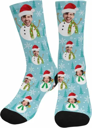 Custom Christmas Socks with Photos Text,Personalized Face Socks Fun for Men Women Kids Pets