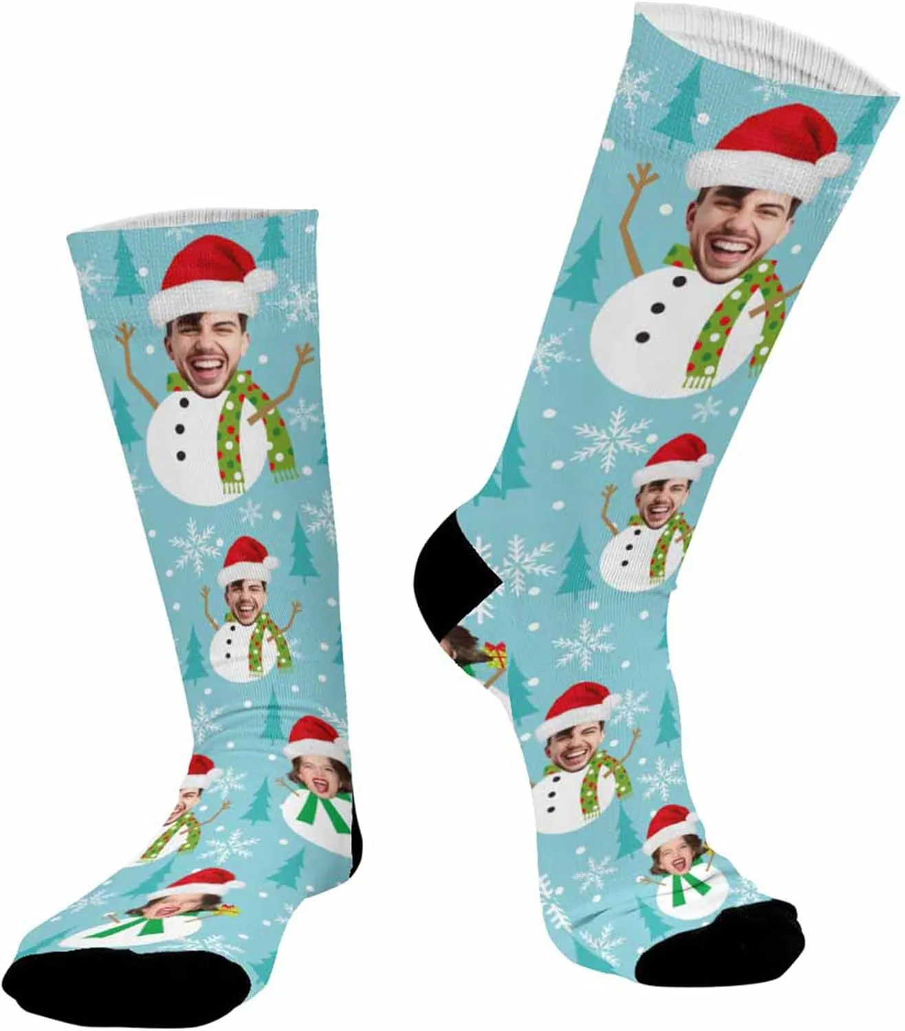 Custom Christmas Socks with Photos Text,Personalized Face Socks Fun for Men Women Kids Pets