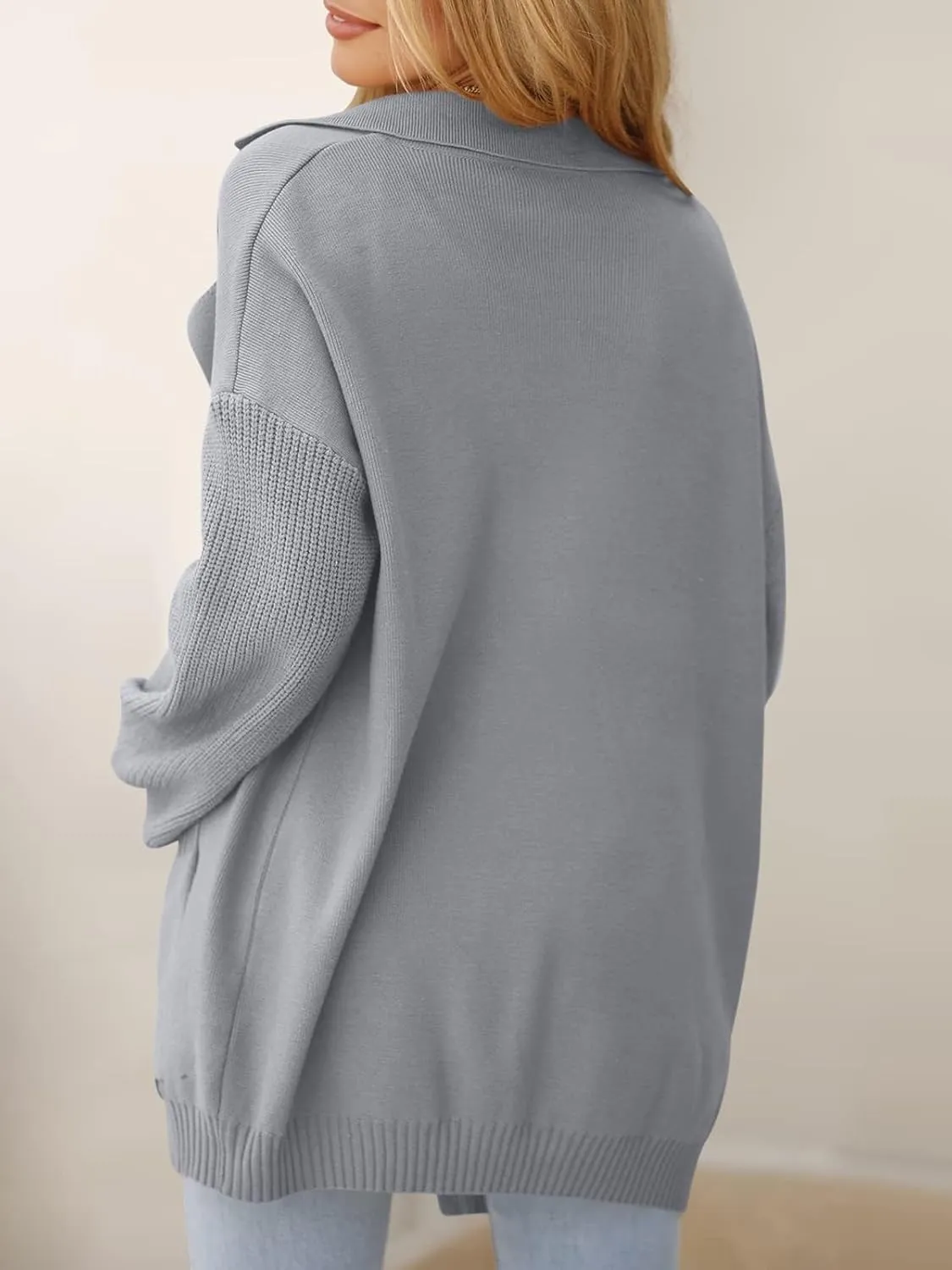 DEEP SELF Long Cardigan Sweaters for Women 2025 Fall Winter Open Front Knit Button Ribbed Cardigans with Pockets