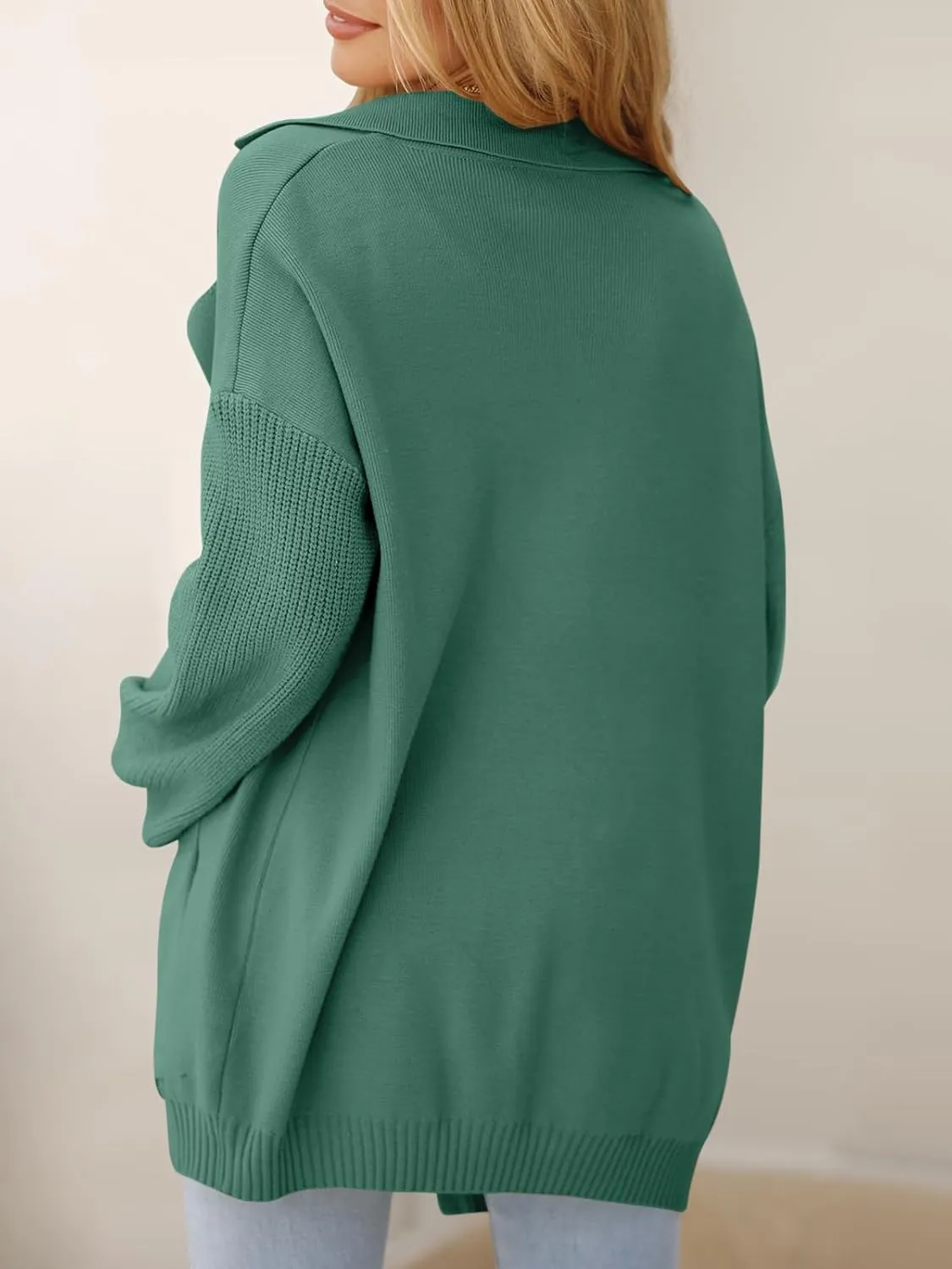 DEEP SELF Long Cardigan Sweaters for Women 2025 Fall Winter Open Front Knit Button Ribbed Cardigans with Pockets