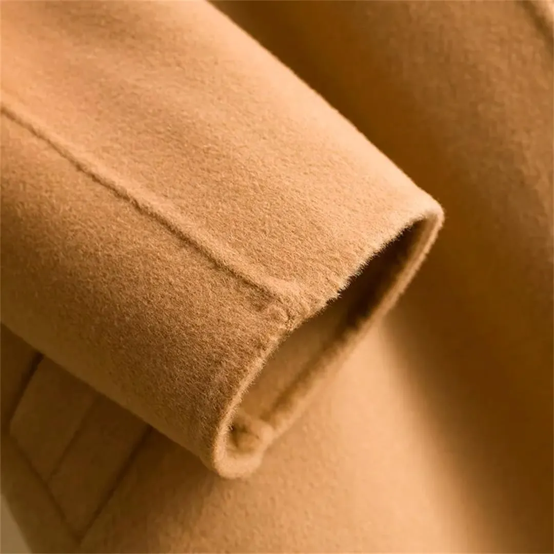 Disimlarl Women Wool Warm Woolen Coat Hooded Long Coat Wool Blends Overcoat Outerwear