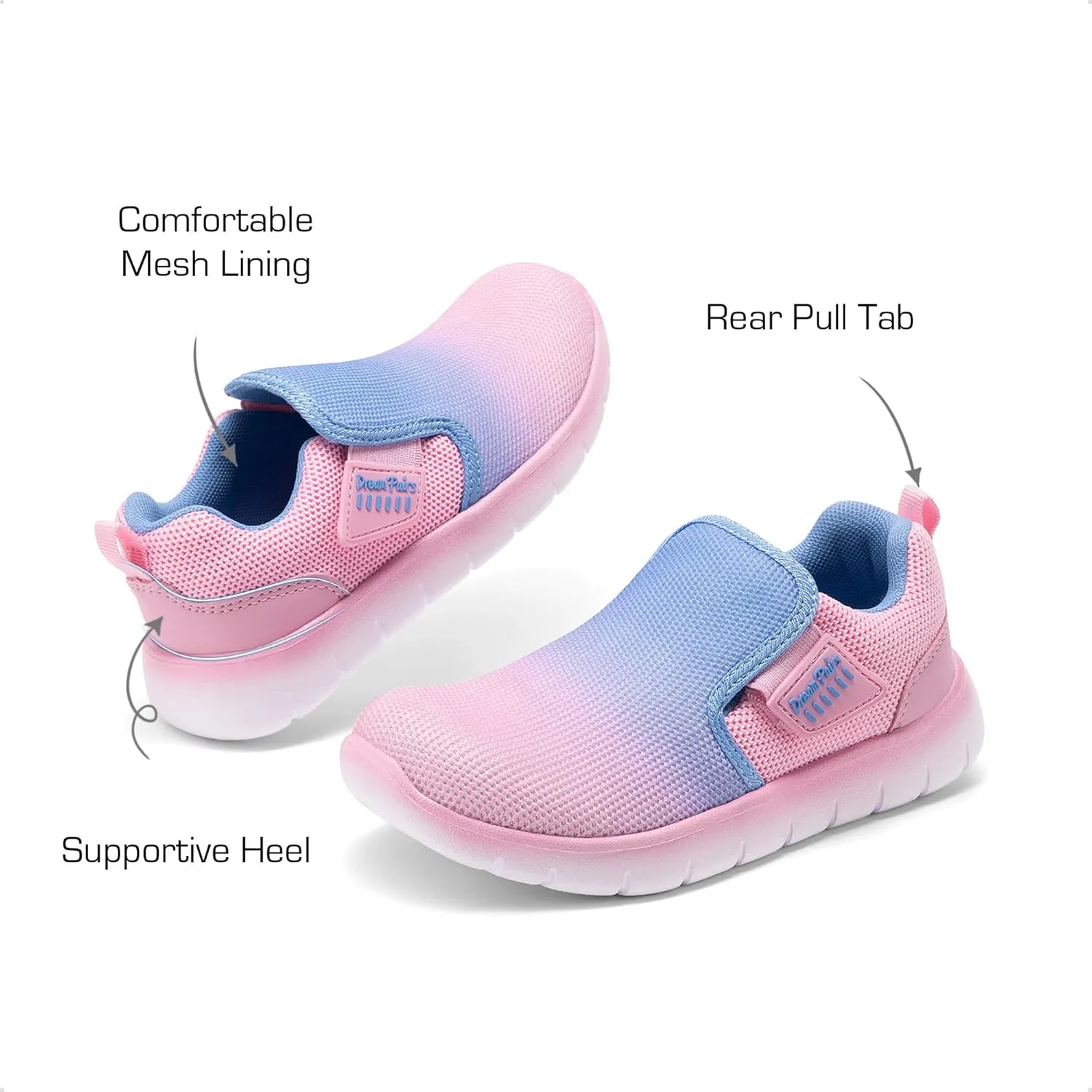 DREAM PAIRS Boys Girls Shoes Kids Slip on Tennis EZ-Ons MightyMovers Running Athletic Barefoot Zero Drop Sports Sneakers