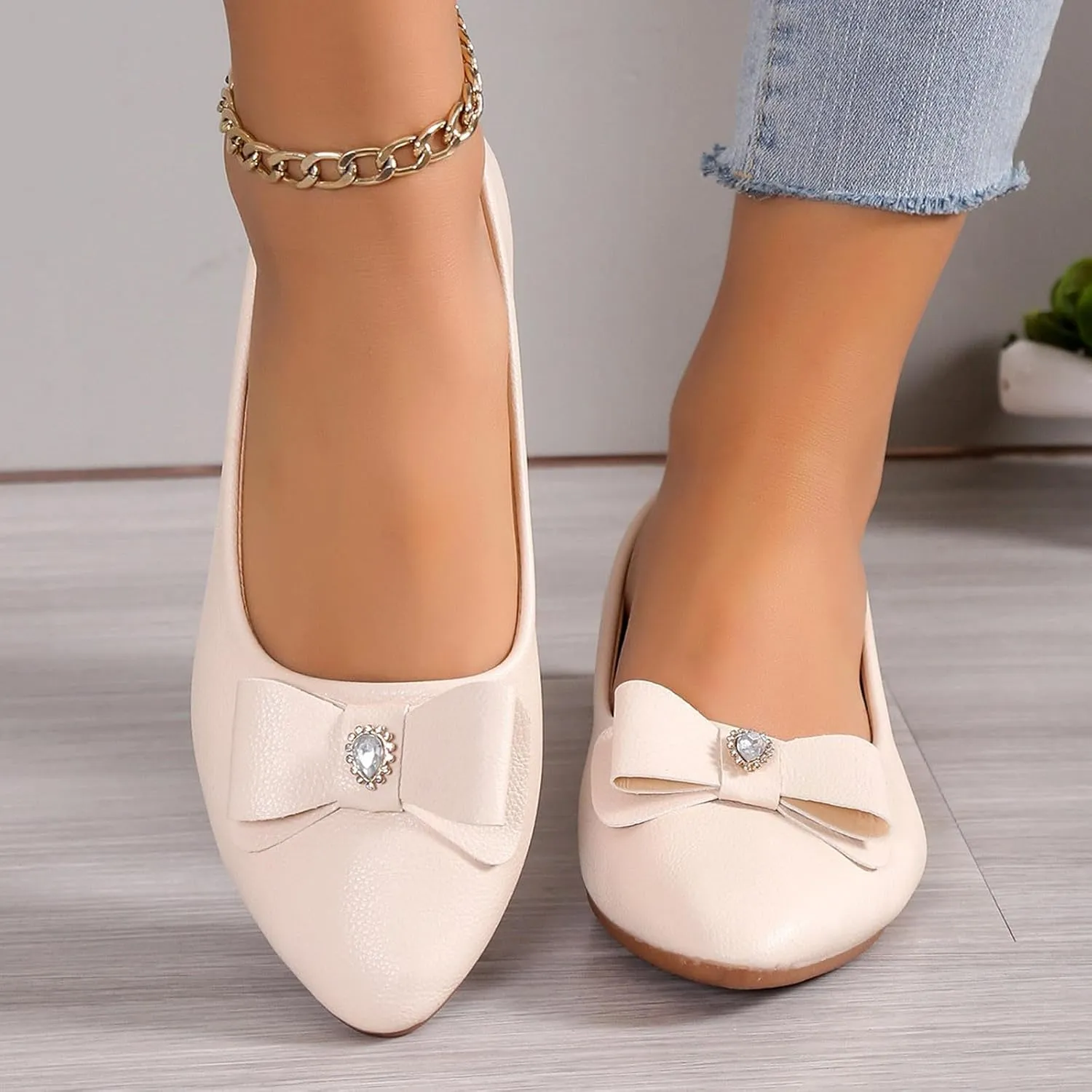 Dress Shoes for Women Bowknot Flats Pointed Toe Loafers Comfort Slip On Shoes Bowknot Business Shoes Casual Loafers