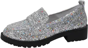 Dress Shoes Women Comfort Rhinestone Loafers Dressy Flats Shoe Casual Penny Loafers Slip On Work Shoes