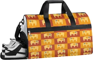 Elephant Pattern Sports Gym Bag with Wet Pocket & Shoes Compartment Waterproof Workout Duffel Bag for Women and Men Weekender Overnight Duffle Bag Travel Carry-on Tote