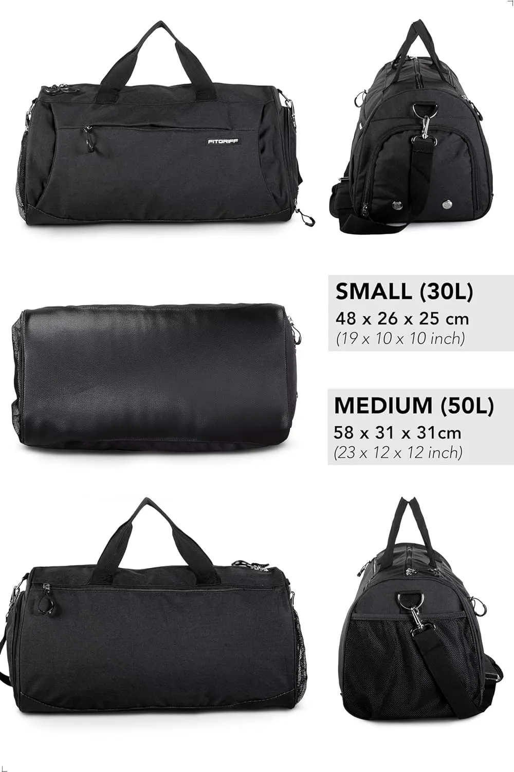 Fitgriff Gym Bag for Men & Women with Shoe & Wet Compartment - Duffle Bag for Travel, Sports, Fitness & Workout