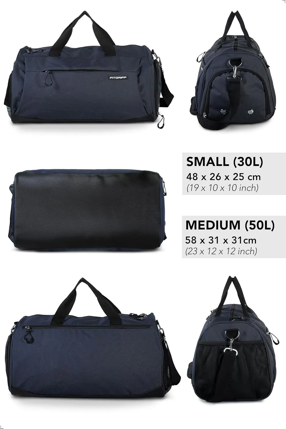 Fitgriff Gym Bag for Men & Women with Shoe & Wet Compartment - Duffle Bag for Travel, Sports, Fitness & Workout