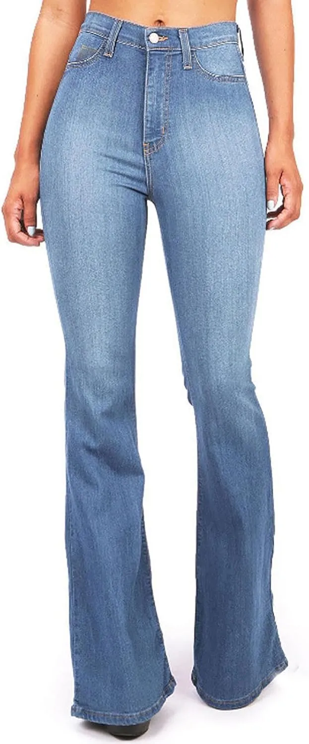 Flare Jeans for Women High Waisted Stretch Long Pants Bootcut Bell Bottom Denim Pants Trendy Trouser with Pockets