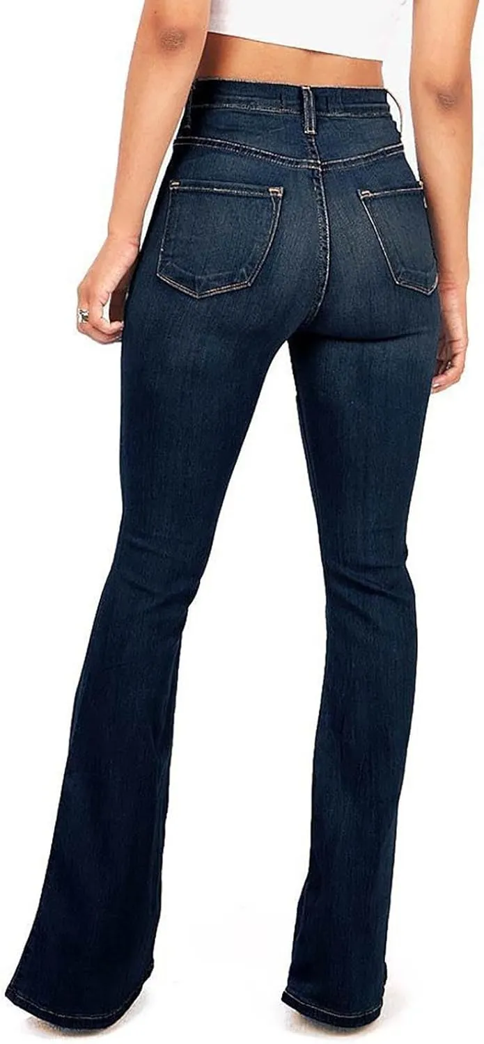 Flare Jeans for Women High Waisted Stretch Long Pants Bootcut Bell Bottom Denim Pants Trendy Trouser with Pockets