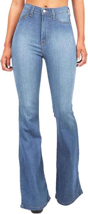 Flare Jeans for Women High Waisted Stretch Long Pants Bootcut Bell Bottom Denim Pants Trendy Trouser with Pockets