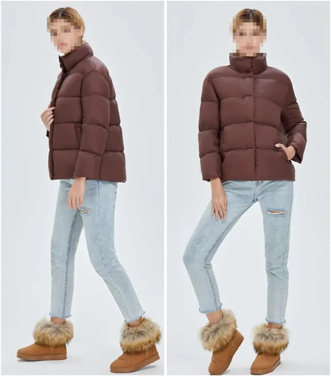 Fnfmrfmr Women's Long Sleeve Zipper Lightweight Puffer Jacket Winter Quilted Short Down Coat With Pockets
