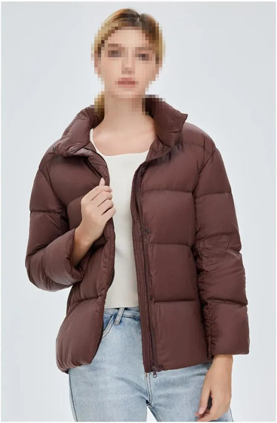 Fnfmrfmr Women's Long Sleeve Zipper Lightweight Puffer Jacket Winter Quilted Short Down Coat With Pockets