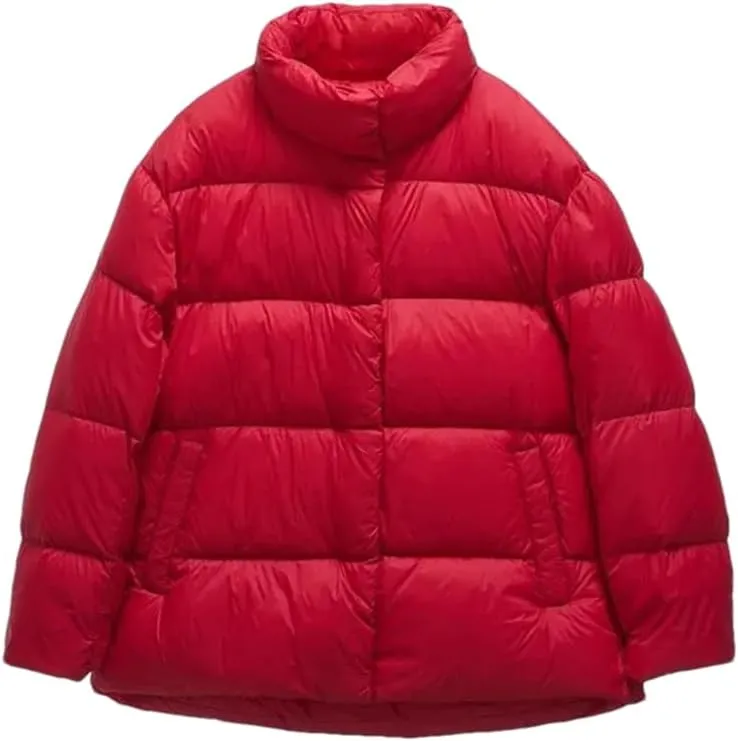 Fnfmrfmr Women's Long Sleeve Zipper Lightweight Puffer Jacket Winter Quilted Short Down Coat With Pockets