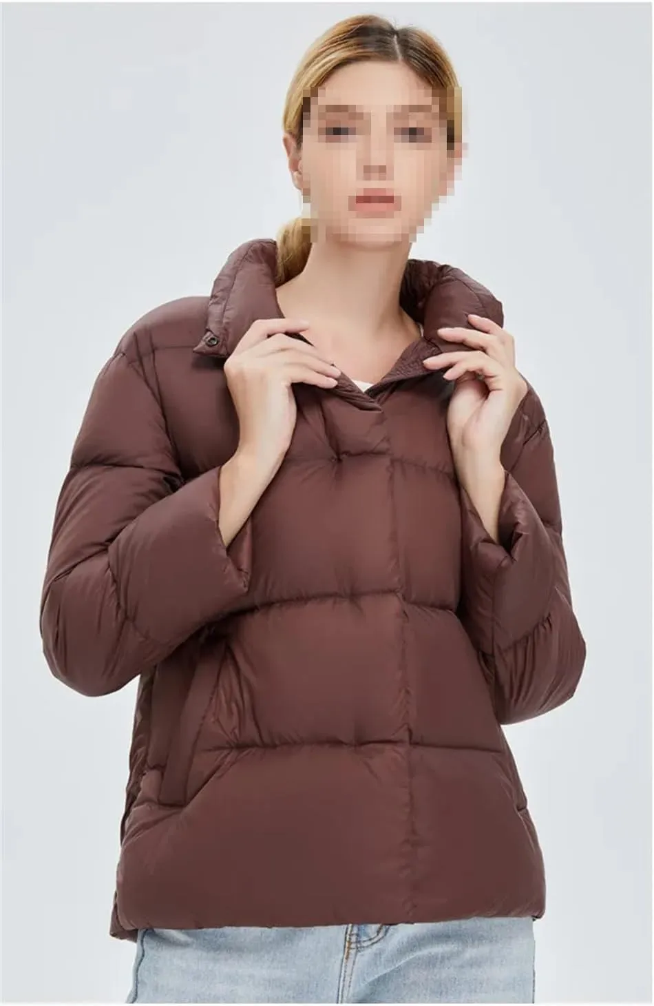 Fnfmrfmr Women's Long Sleeve Zipper Lightweight Puffer Jacket Winter Quilted Short Down Coat With Pockets