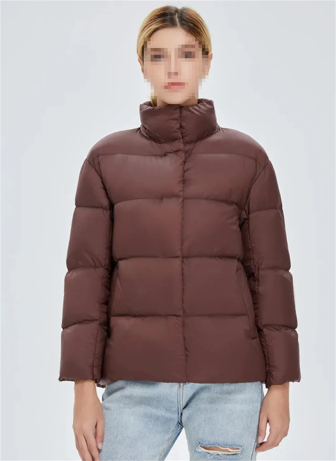 Fnfmrfmr Women's Long Sleeve Zipper Lightweight Puffer Jacket Winter Quilted Short Down Coat With Pockets