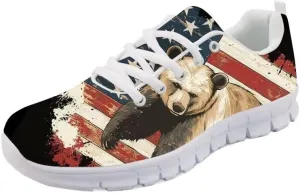 Forchrinse American Flag Bold Eagle Print Women's Athletic Running Shoes Patriotic Walking Sneakers for Men USA Shoes President Independence