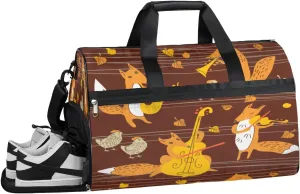 Fox Design Sports Gym Bag with Wet Pocket & Shoes Compartment Waterproof Workout Duffel Bag for Women and Men Weekender Overnight Duffle Bag Travel Carry-on Tote