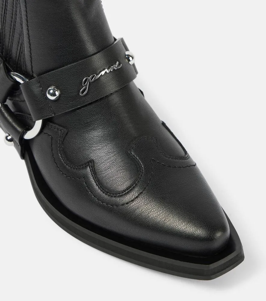 Ganni Embroidered faux leather cowboy boots