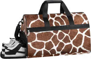 Giraffe Sports Gym Bag with Wet Pocket & Shoes Compartment Waterproof Workout Duffel Bag for Women and Men Weekender Overnight Duffle Bag Travel Carry-on Tote