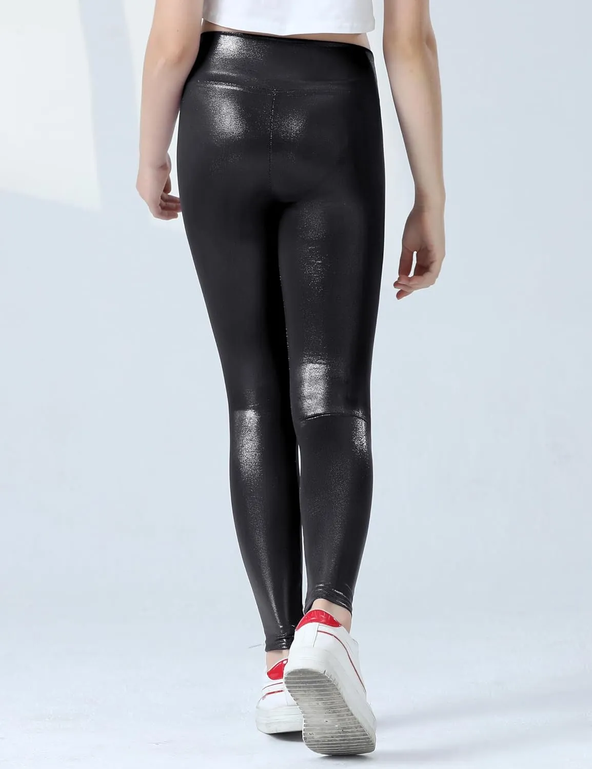 Girls Metallic Leggings Shiny Mystique Stretch Dance Pants Running Active Tights for Kids Youth Teen