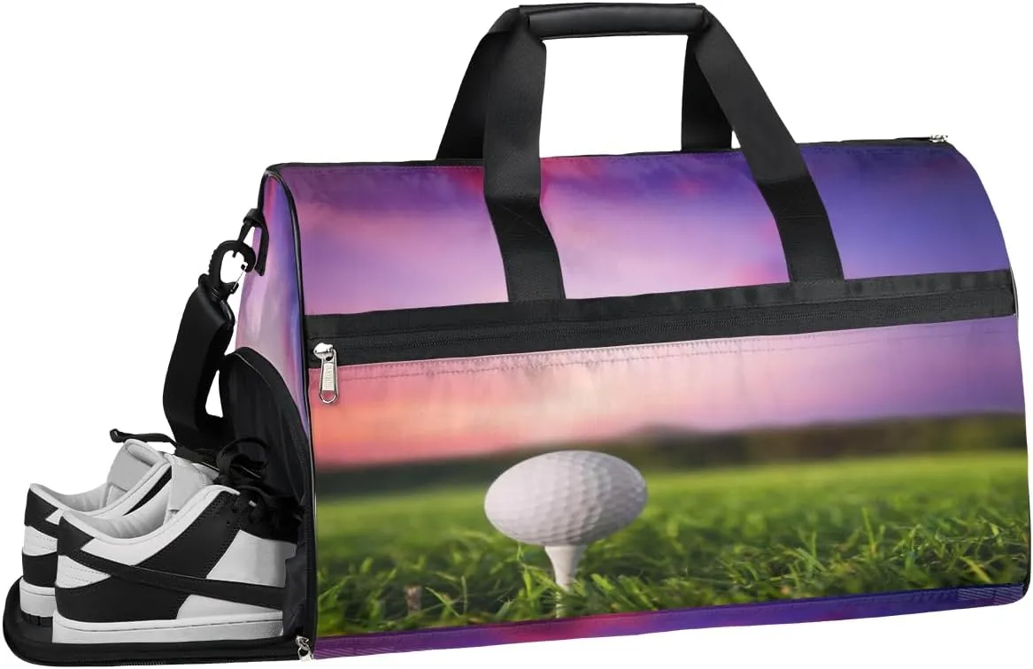 Golf Sports Gym Bag with Wet Pocket & Shoes Compartment Waterproof Workout Duffel Bag for Women and Men Weekender Overnight Duffle Bag Travel Carry-on Tote