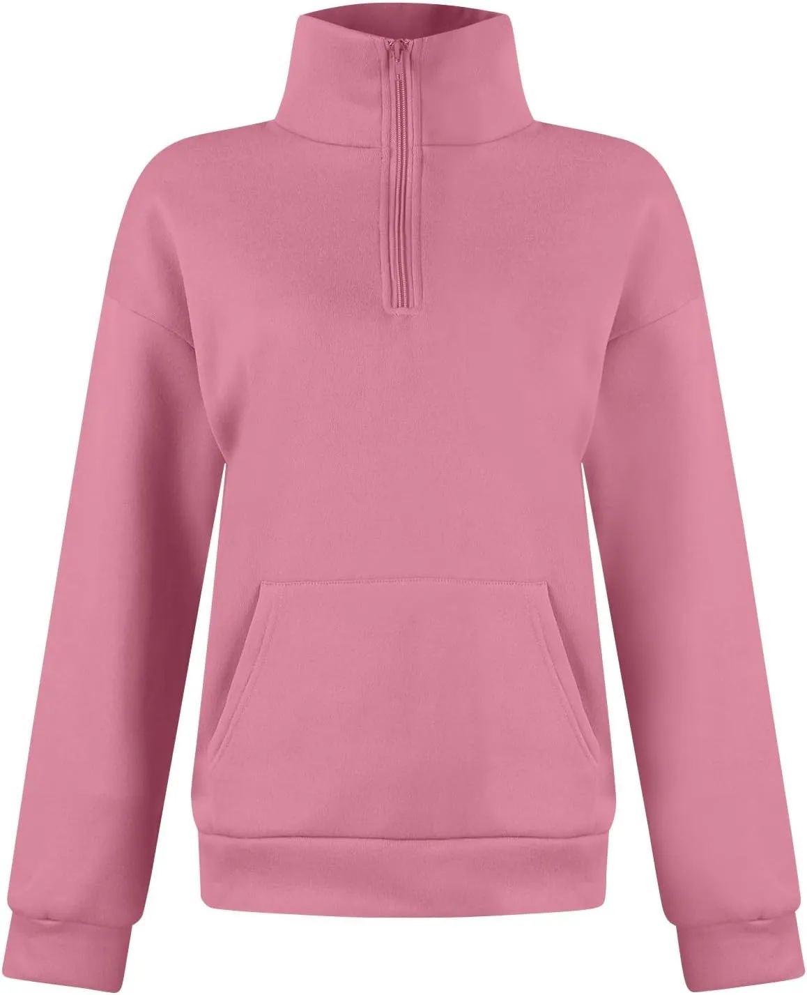 Gumipy Quarter Zip Pullover Women Stand Collar Fleece Oversized Sweatshirt Trendy Long Sleeve Half Zip Pullover with Pocket