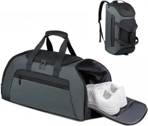 Gym Bag for Men & Women, 40L Sports Travel Duffel Bag with Shoe Compartment & Wet Pocket, Carry On Weekender Duffel Bag for Travel, Sports, Fitness, Workout, Grey, Sports