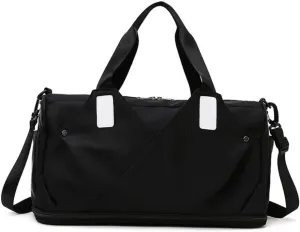 Gym Bag for Women Duffels Pleated Sports Tote Travel Bags Carry On with Shoe Compartment for Weekender Tennis Baseball Yoga Outdoor(Black)