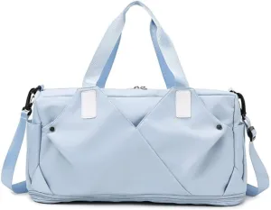 Gym Bag for Women Duffels Pleated Sports Tote Travel Bags Carry On with Shoe Compartment for Weekender Tennis Baseball Yoga Outdoor(Blue)