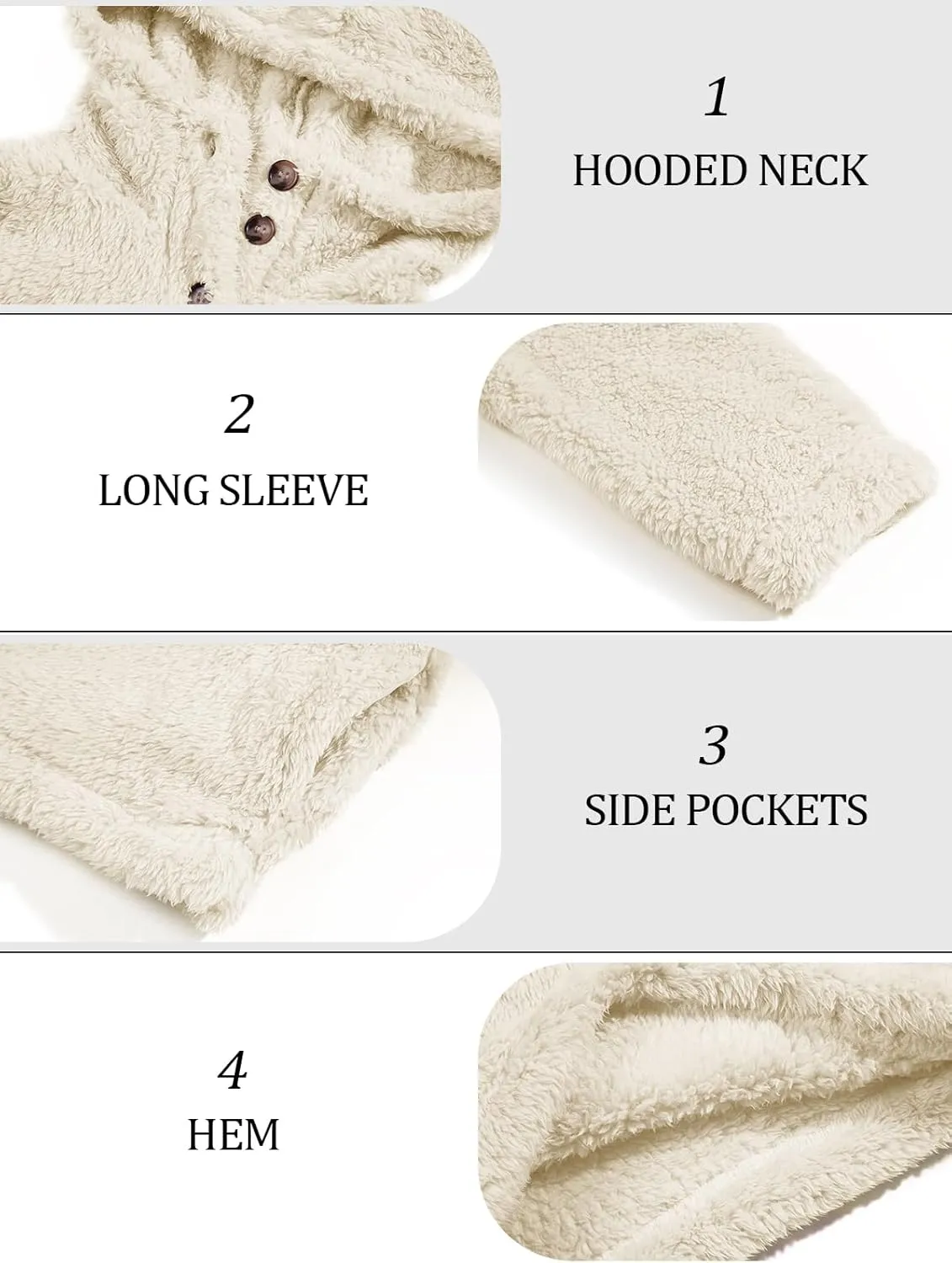 Haloumoning Girls Sherpa Hoodies Kids Fashion Fuzzy Fleece Half Button Long Sleeve Sweatshirt 5-14 Years