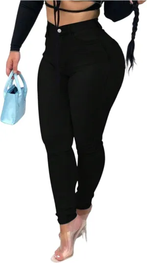 High Waisted Jeans for Women Trendy Skinny Butt Lifting Stretchy Jeans Pull On Tummy Control Denim Jeggings with Pockets