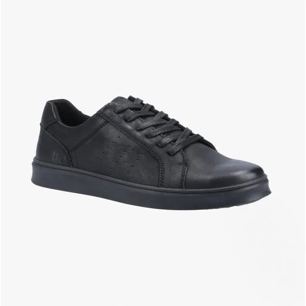 Hush Puppies MASON Mens Leather Casual Trainers Black