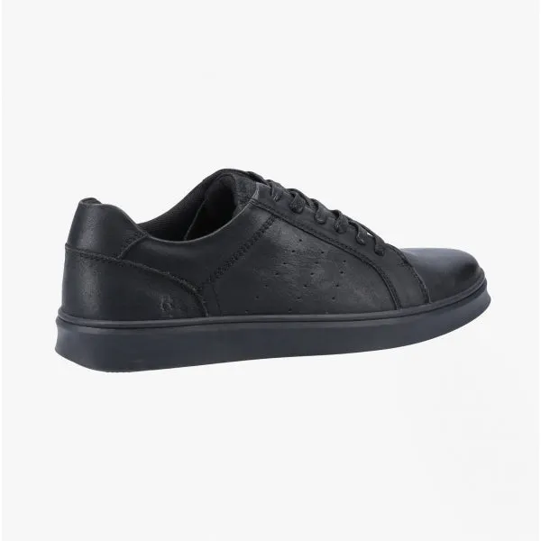 Hush Puppies MASON Mens Leather Casual Trainers Black