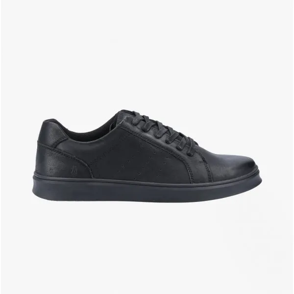 Hush Puppies MASON Mens Leather Casual Trainers Black