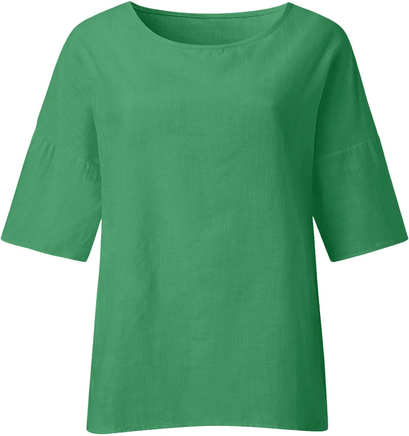 HXHYQKP Linen Tops for Women Summer Plus Size T Shirts V Neck Loose Blouses Trendy Tops for Women 2025