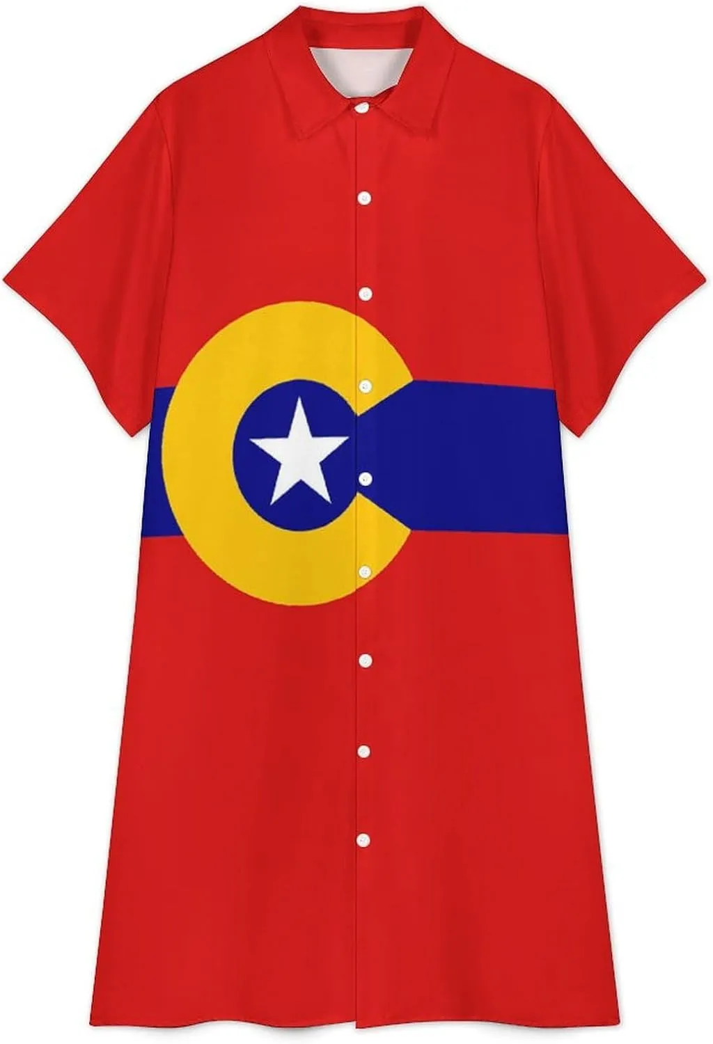 Jamaica Womens Button Down Shirt Dress Summer Simple Short Sleeve Shift Dresses with Pockets