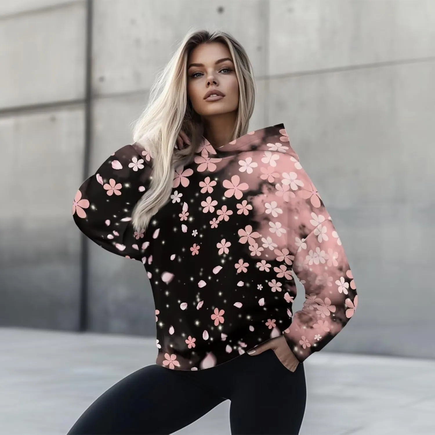JEOCODY Women Oversized Hoodie Casual Long Sleeve Graphic Hooded Sweatshirt Size S-2XL