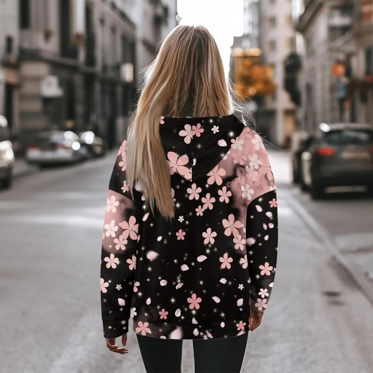 JEOCODY Women Oversized Hoodie Casual Long Sleeve Graphic Hooded Sweatshirt Size S-2XL