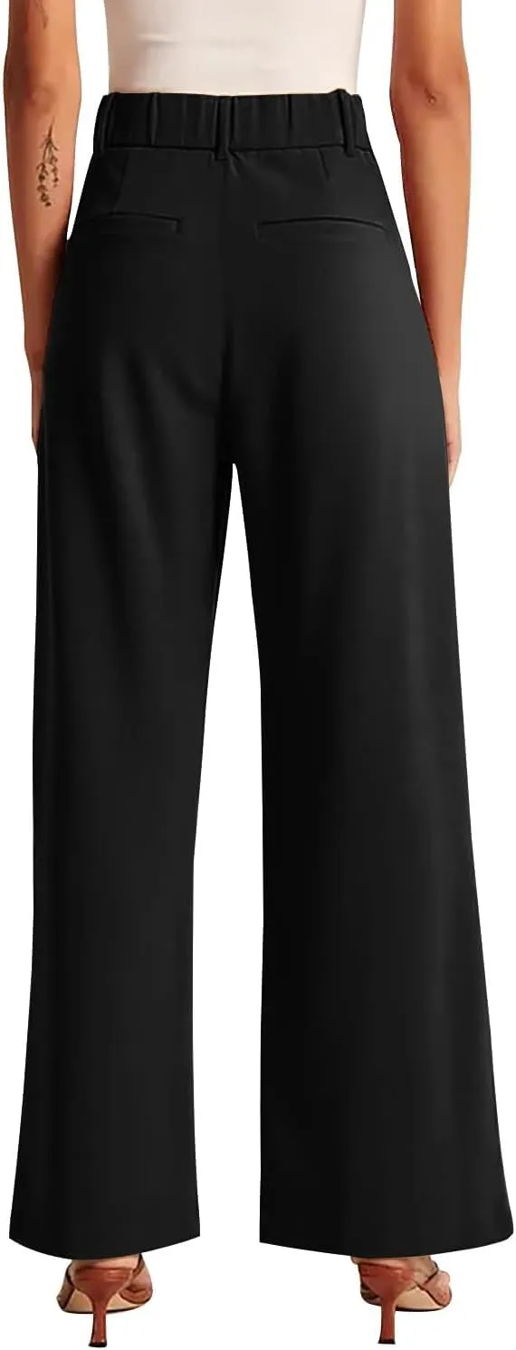 KIRJAUDU Womens Wide Leg Pants Work Business Casual Loose High Waisted Dress Pants Palazzo Flowy Trousers