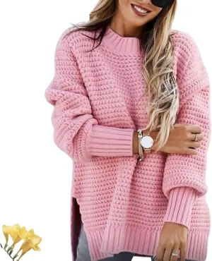 Knitted Sweater for Women,Women's Oversized Cable Knit SweatersCrew Neck Loose Pullover Knit Tops