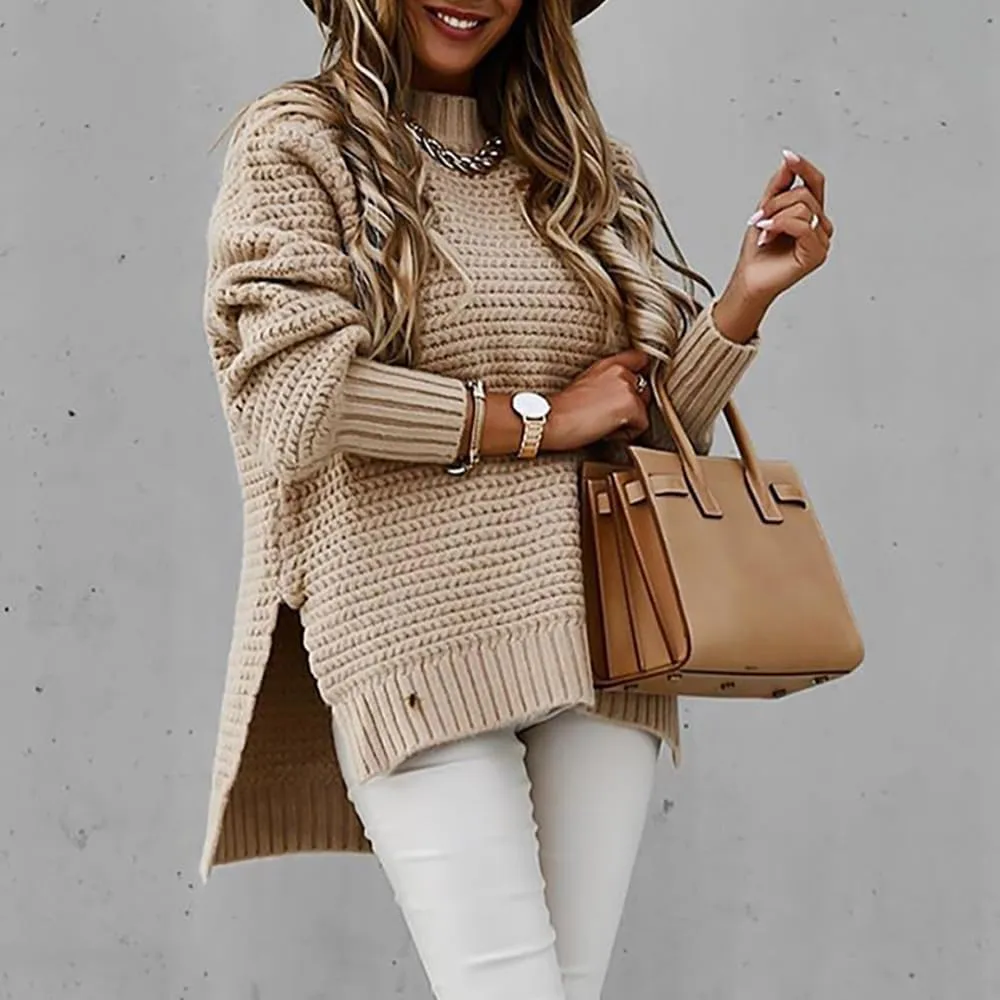 Knitted Sweater for Women,Women's Oversized Cable Knit SweatersCrew Neck Loose Pullover Knit Tops