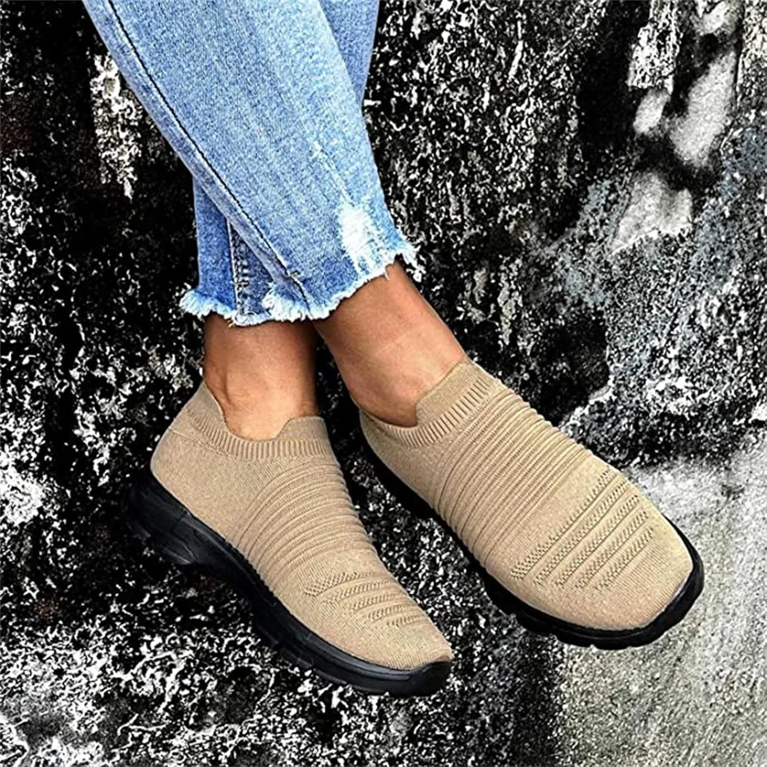 Ladmiple Womens Tennis Shoes Slip On Walking Breathable Running Shoes Lightweight Mesh Gym Non Slip Workout Sneakers