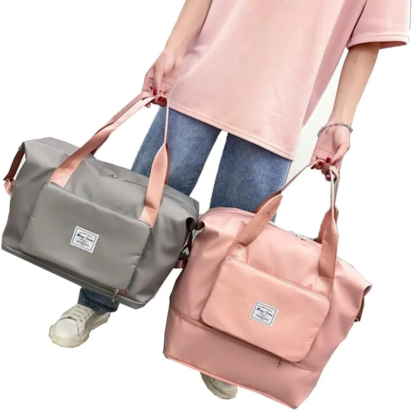 LAPRBY Gym Bag for Women Men Travel Duffel Bags Weekender Bags for Women Drybag Waterproof Bag High-capacity and Shoe Bag (Pink)