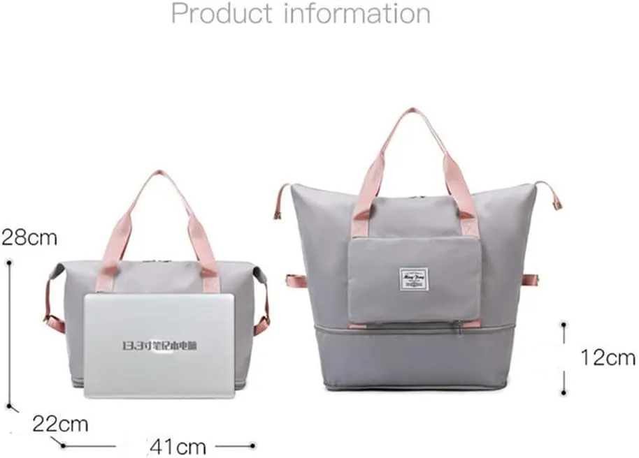 LAPRBY Gym Bag for Women Men Travel Duffel Bags Weekender Bags for Women Drybag Waterproof Bag High-capacity and Shoe Bag (Pink)