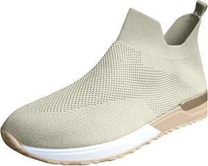 Lausiuoe Slip On Sneakers Women Wide Width Walking Tennis Shoes Running Casual Comfortable Mesh Athletic Gym Sock Shoes